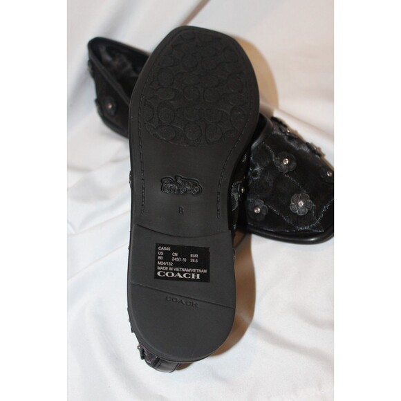 COACH WOMEN'S EMILIA MARY JANE MESH TEA ROSE BALLET FLATS BLACK SZ 8 NIB - Picture 6 of 6